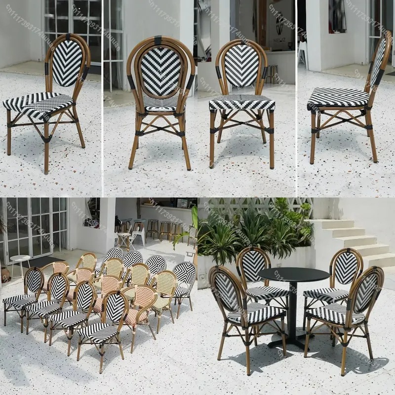 Outdoor Furniture For Cafe - Stapelbare rotanstoel in Franse bistrostijl, tuinmeubilair