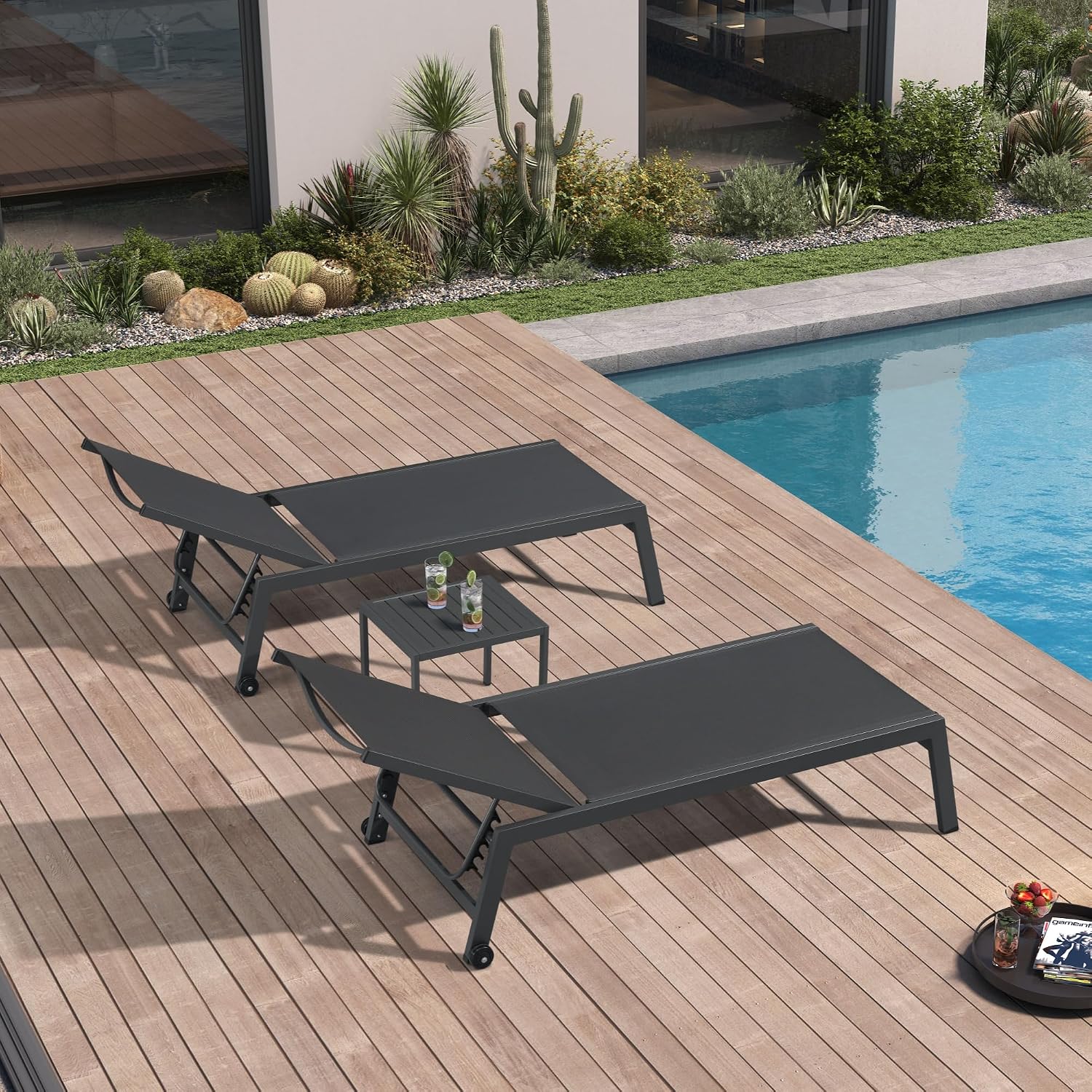 Outdoor Furniture Quick Dry - Brede Patio Lounge Stoel 2 Set