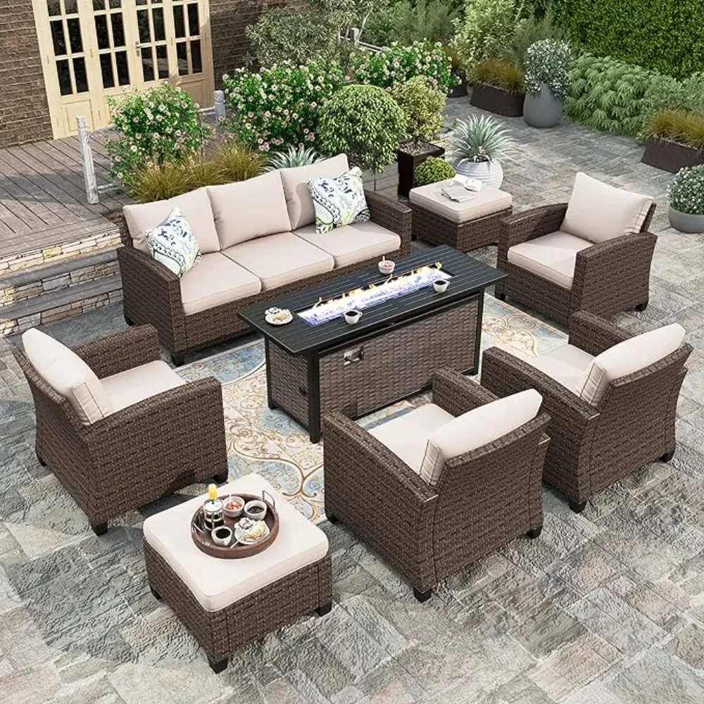Outdoor Furniture On Sale - Tuinbanken, meubelset met vuurplaatstafel, rieten conversatieset