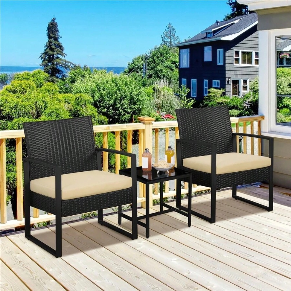 Outdoor Furniture Designer - 3-delige buitenmeubelset van wicker met 2