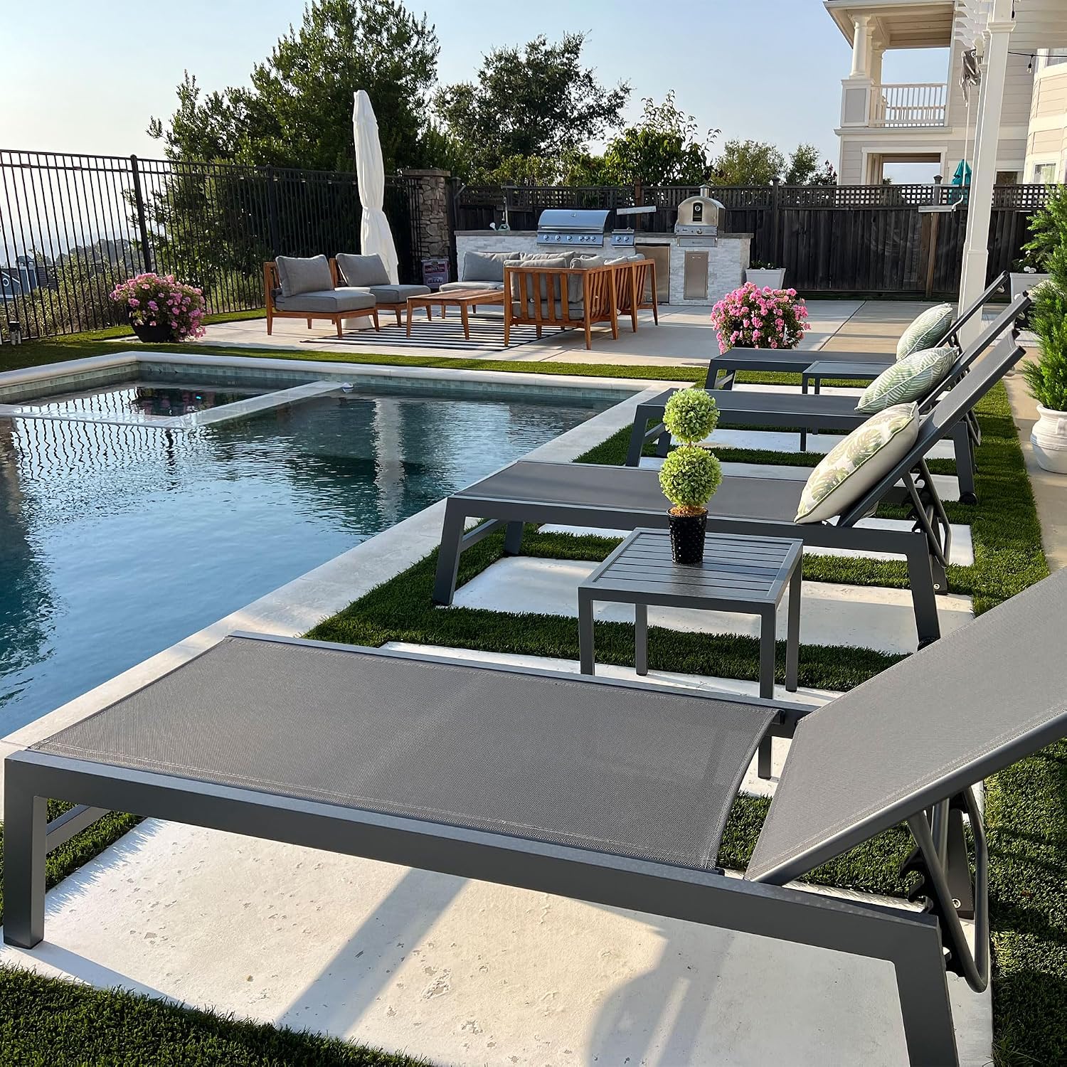 Outdoor Furniture Quick Dry - Snel drogende mesh buitenloungestoelset voor 2