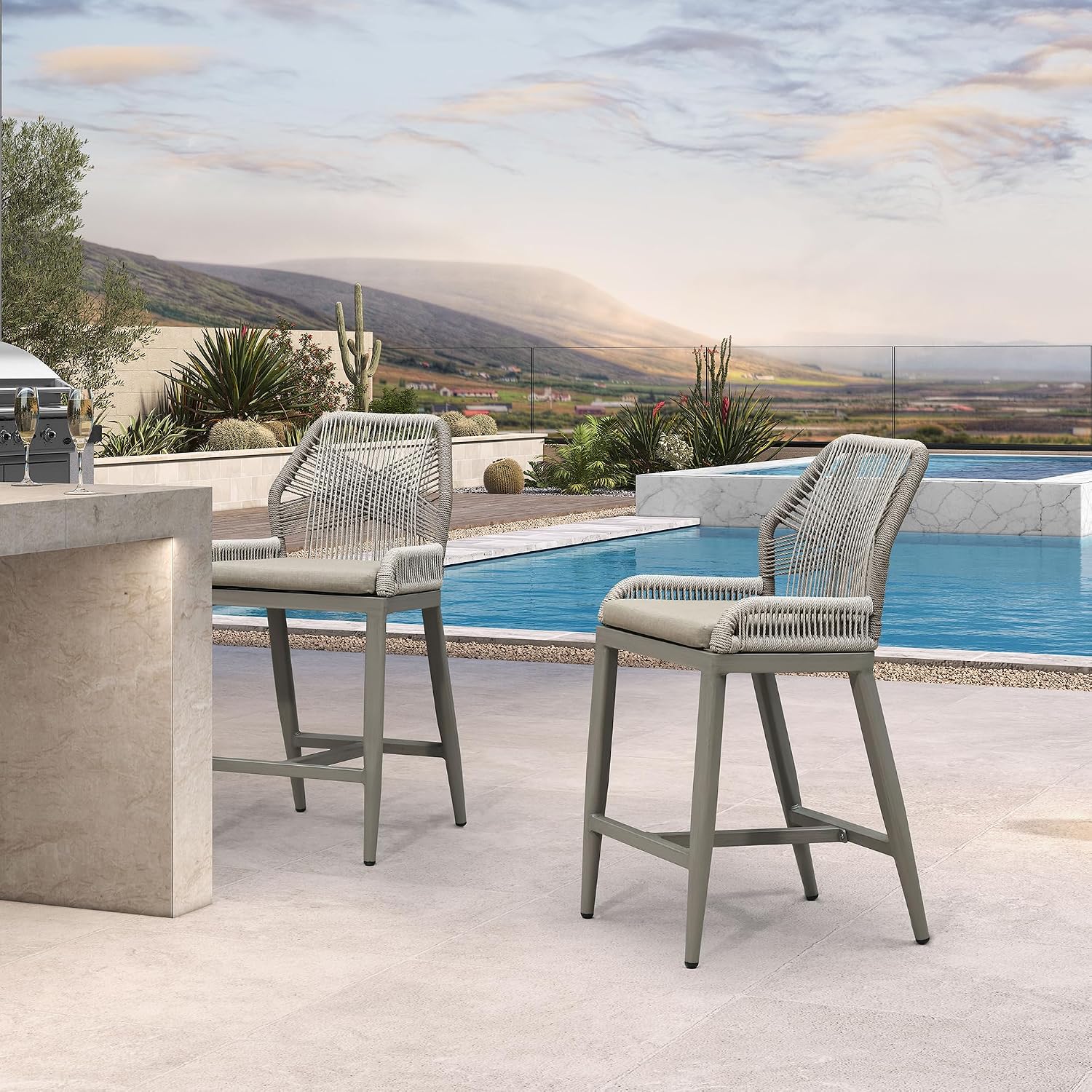 Taupe Barstoelen 2 stuks, Lich - Outdoor Furniture Quick Dry recensie en prijs